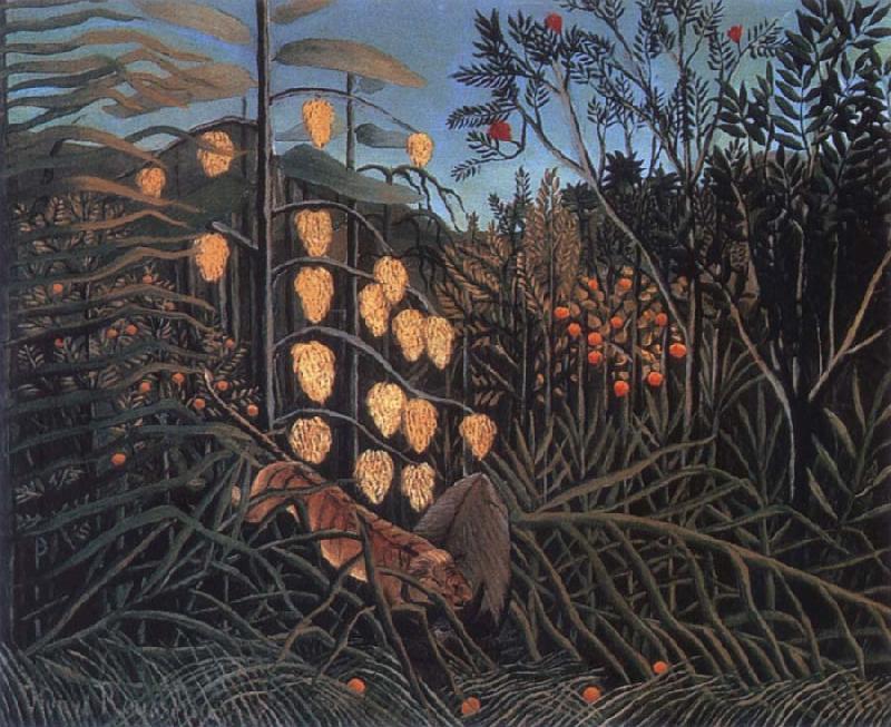 Henri Rousseau Tiger Attacking a Bull